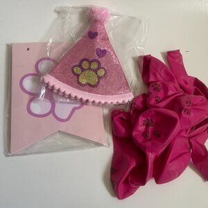 Pink Paw Print Pet Birthday Party Set